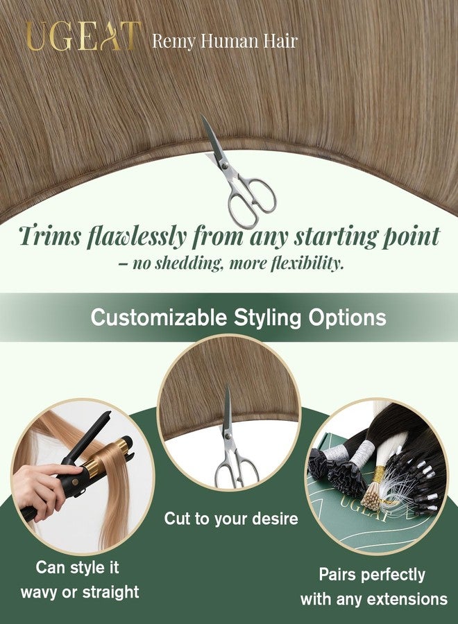 Ugeat Genius Weft Hair Extensions Balayage Light Brown Mix Platinum Blonde Genius Weft Hair Extensions Human Hair Platinum Blonde for Wedding Medium Length 18 Inch 50g - Image 5